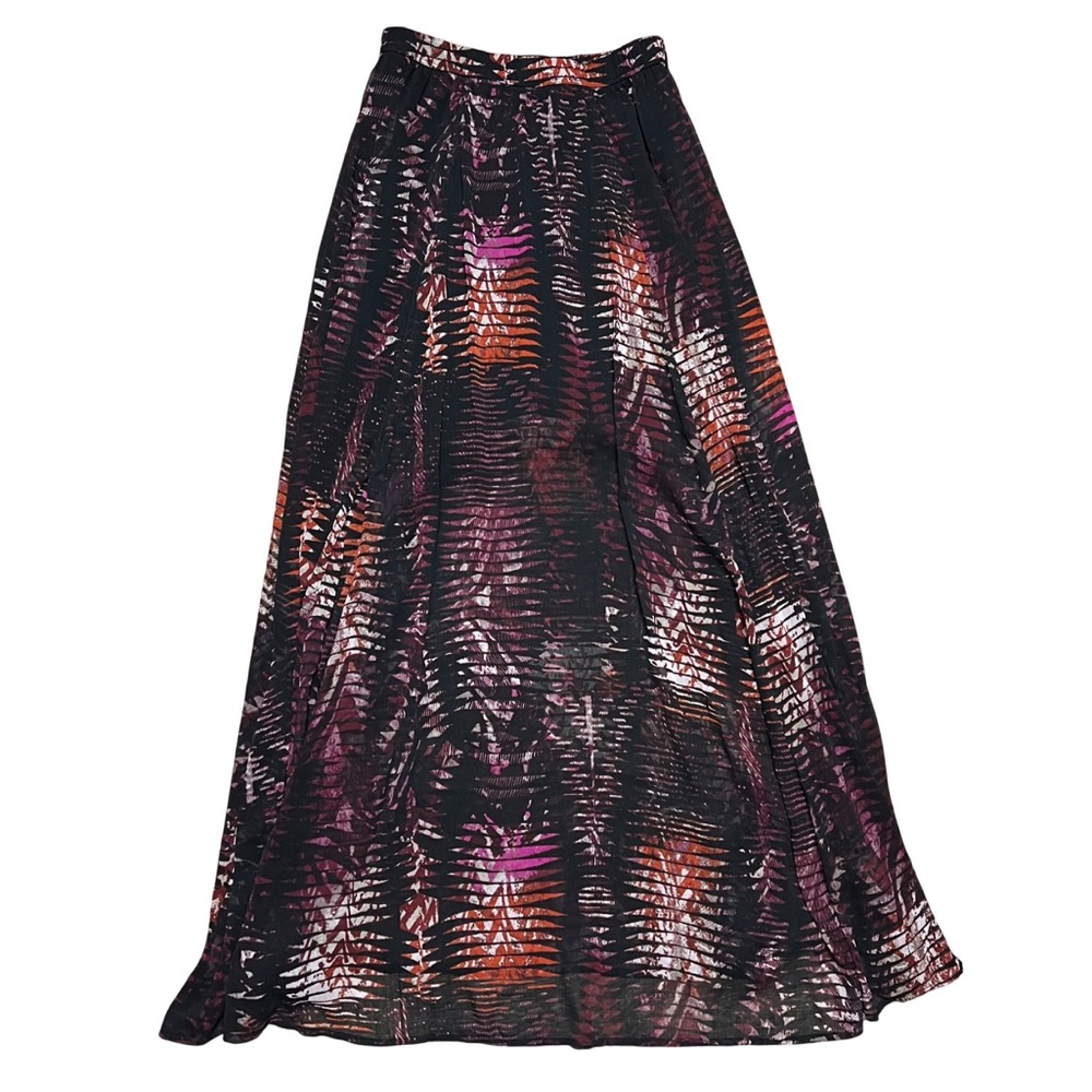 Abercrombie & Fitch Black Maxi Skirt with Purple & Orange Print